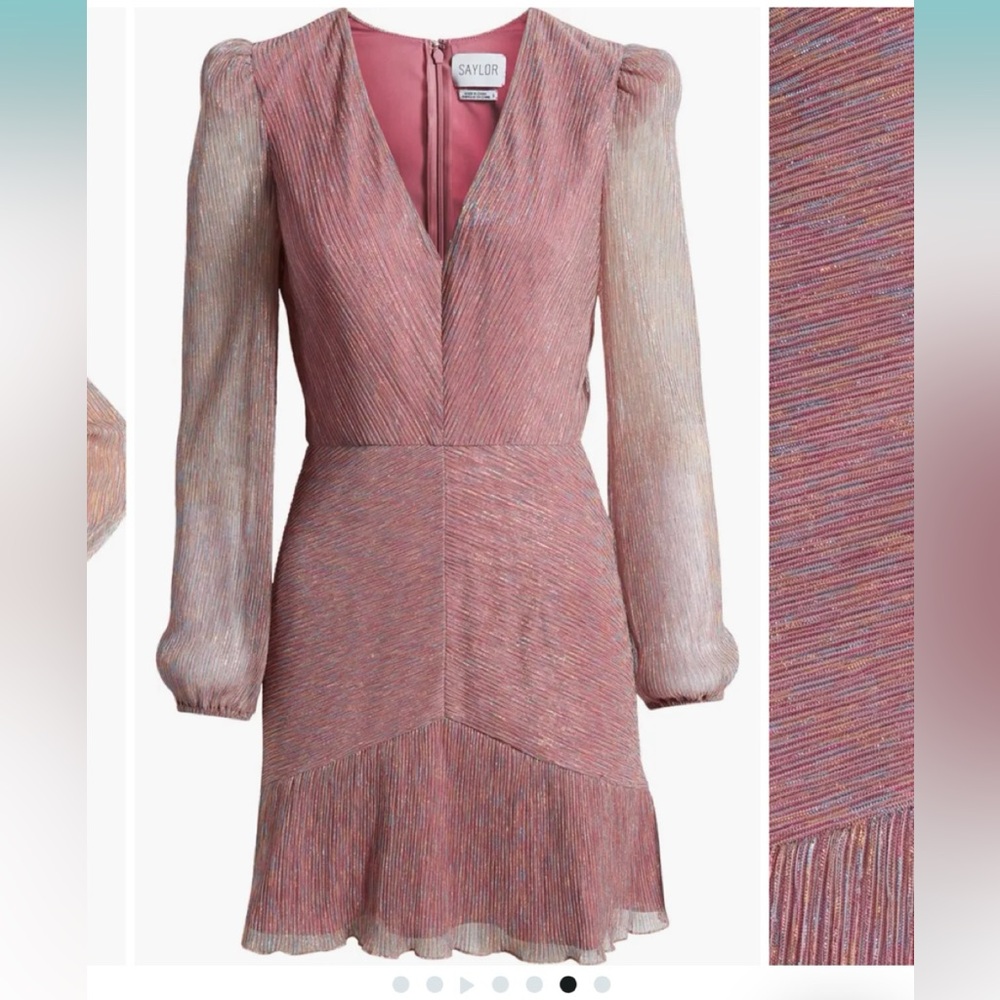 SAYLOR Shimmering Pink Long Sleeve Dress